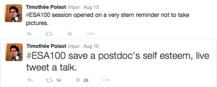 Fig. 4. Some tweets on the no-photo/no-tweet controversy at ESA.